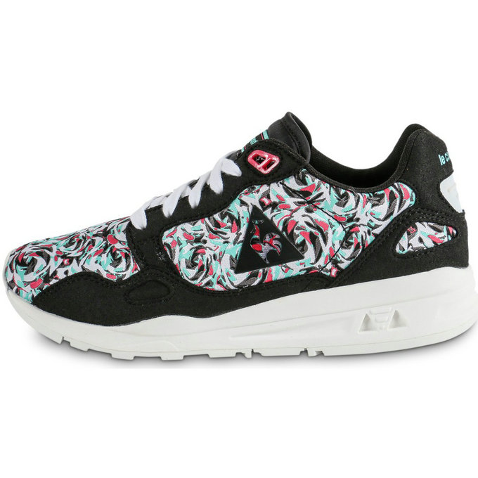 Le Coq Sportif Lcs R900 Flower Jacquard Blanc/Noir/Rose - Chaussures Baskets Basses Femme